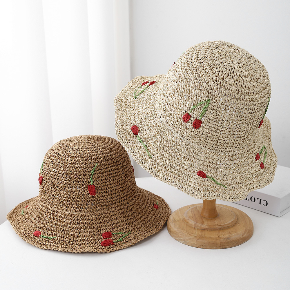 Bucket Hat Straw - Chapeaux d'été pour femmes, chapeau de
